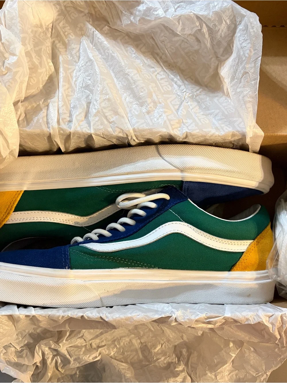 Vans Old Skool Low Top Sneakers in Green, Blue & White